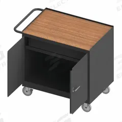 DURHAM MFG Mobile Cabinet Workbench: 36 in x 24 in, Hardboard, 1,200 lb Overall Load Capacity, Gray (MPN 3113-TH-95). Key specifications — Included Components: Handle on Side; Assembly: Fully Assembled; Brand: DURHAM MFG.
