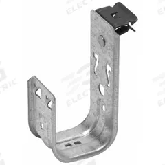 COOPER B-LINE J-Hook: Hammer-On with Locking Latch, 2 in Max. Bundle Dia., 30 lb Max. Load Capacity (MPN BCH32-E-2-4). Key specifications — Material: Galvanized Steel; Mounting: Front Mount; Includes Locking Latch: Yes; Color: Silver; Brand: COOPER B-LINE; Mounting Location: Beam; Mounting & Attachment (subhead): Hammer-On with Locking Latch.