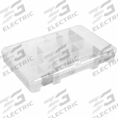 FLAMBEAU Compartment Box: 7 1/4 in x 11 in x 1 3/4 in, Clear - Small Parts Compartmented Boxes with Adjustable Dividers