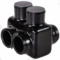 POLARIS Multitap Connector: 2 Port, Double-Sided Entry, 6 AWG – 250 kcmil Wire Size, Black (MPN IT-250B). Key specifications — Body Material: Aluminum; Brand: POLARIS.