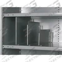 HALLOWELL Divider: 12 in x 12 in, ESD Conductive, Steel, Powder Coated, Gray (MPN 5240-1212-12HG). Key specifications — Brand: HALLOWELL; ESD Conductive: Yes; Finish: Powder Coated; Color: Gray; Includes: Fasteners; Material: Steel.