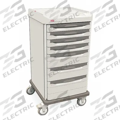 METRO Bedside & Nurse Server Cart: Polymer, (4) Swivel, Taupe, White, 7 Drawers - Bedside & Nurse Server Carts