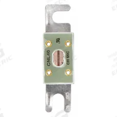 MERSEN Forklift Limiter Fuse: CNL Series, Bolt-On, Gen Purpose, 40 A, 80 V DC, Indicating, AC/DC (MPN CNL40). Key specifications — Brand: MERSEN; Series: CNL; Equivalent Fuse Series: ANL & CNL.