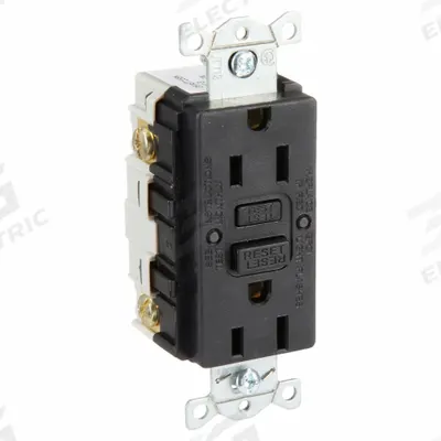 HUBBELL GFCI Receptacle: Duplex, 5-15, Black, GFCI, 125V AC, 15 A, 2 Pole / 3 Wire (MPN GFR15BLK) - General Purpose Receptacles
