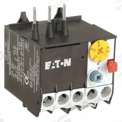 EATON Overload Relay: Thermal Protection, 3 Poles, 1NO/1NC, Phase Loss Sensitivity, Frame Size A (MPN XTOM1P6AC1). Key specifications — Brand: EATON; Auxiliary Contact Form: 1NO/1NC; Compatible Contactor Series: XT Mini Contactors; Frame Size: A; Phase Loss Sensitivity: Yes; Thermal Units Required: None (Relay Includes Integrated Bimetallic Elements); Compatible Contactors: Frame Size A.