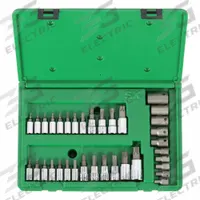 SK PROFESSIONAL TOOLS Socket Bit Set: 26 - 50 Pieces, 1/4 in, 3/8 in, 1/2 in Drive Size, 35 Pieces (MPN 19763). Key specifications — attr1216280: Replaceable Insert; attr1216283: SK PROFESSIONAL TOOLS; attr1225718: T8 to T55; attr1227491: 1/4 in, 3/8 in, 1/2 in.