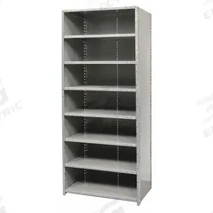 HALLOWELL Metal Shelving: Standalone, Heavy-Duty, 36 in x 24 in, 84 in Overall Ht, 8 Shelves (MPN F7523-24HG). Key specifications — Assembled: Unassembled; Shelving Material: Steel; Frame Material: Steel; Color: Gray; Brand: HALLOWELL.