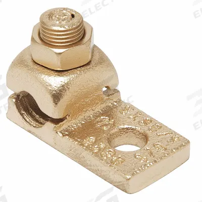 BURNDY Wire Connector: 1/0 AWG – 2/0 AWG Wire Sizes, 3/8 in Stud Size - Right-Angle Mechanical Lugs