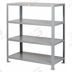 LITTLE GIANT Metal Shelving: Heavy-Duty, Standalone, 48 in x 30 in, 72 in Overall Ht, 4 Shelves (MPN 4SH-3048-72). Key specifications — Brand: LITTLE GIANT; Finish: Powder Coated; Color: Gray.