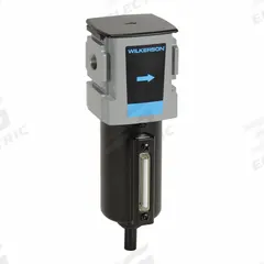 WILKERSON Filter: Particulate, 3/8 in NPT, 5 micron, 78 scfm, 250 psig Max Op Pressure, Metal Bowl (MPN F18-03-SH00B). Key specifications — attr110055: 18; attr110008: WILKERSON.