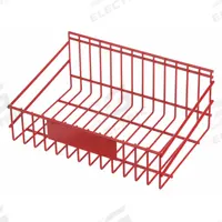 MARLIN STEEL WIRE PRODUCTS Storage Basket: Steel, Chrome-Plated, Red, 11 1/8 in Overall Wd (MPN 01431010-05)
