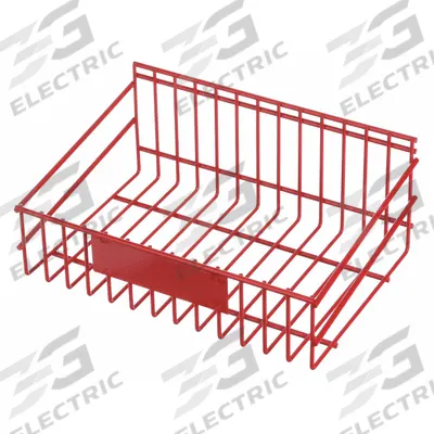 MARLIN STEEL WIRE Storage Basket: Steel, Chrome-Plated, Red, 11 1/8 in Overall Wd (MPN 01431010-05) - Machining