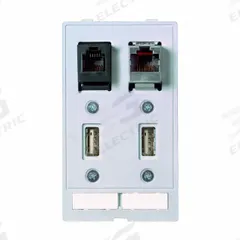 MURRELEKTRONIK Data Insert: RJ12/RJ45 Cat5E/USB, 51 mm x 88 mm (MPN 4000-68000-0910000). Key specifications — Brand: MURRELEKTRONIK; Data Port Configuration: (1) RJ45 CAT5e; Insert Design: Data Insert.