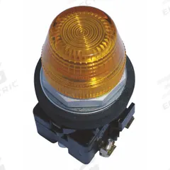 EATON Pilot Light: 30 mm Panel Mounting Size, Yellow, LED, 24 V AC/DC Max Volt Rating (Supply) (MPN HT8HFYF3). Key specifications — Series: HT800; Brand: EATON; Includes Push-To-Test: No Push-To-Test Included.