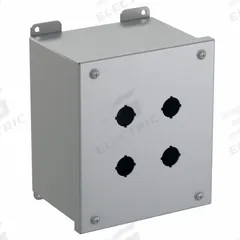 HAMMOND Push Button Enclosure: 22mm, 4 Holes, Carbon Steel, NEMA 12/13 (MPN 1437MF). Key specifications — Brand: HAMMOND; Environments & Applications: Oil-Tight and Dust-Tight.