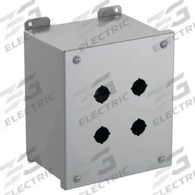 HAMMOND Push Button Enclosure: 22mm, 4 Holes, Carbon Steel - Enclosures for 22mm Operators