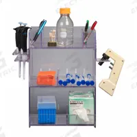 Lab Bulk Bin: 6 1/2 in Overall Wd, 18 3/8 in Overall Ht, 12 3/4 in Overall Lg, PETG, Clear, Benchtop (MPN BENCHTOP12-BRK-PIPTRBRK). Key specifications — Material: PETG; Mounting Location: Benchtop; Color: Clear; Product Type: Multi Organizer; Total Holding Capacity: (3) Levels for Misc Lab Supplies; Brand: POLTEX.