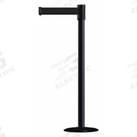 TENSABARRIER Barrier Post with Belt: Black, No Pattern, No Legend, 7 1/2 ft Belt Lg, Black (MPN 890B-33-33-33-STD-NO-B9X-C). Key specifications — Base Material: Cast Iron; Belt Color: Black; Brand: TENSABARRIER; Post Material: Metal Alloy; Post Color: Black; Message: No Legend.