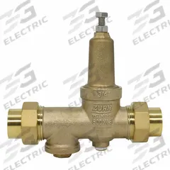 WILKINS Pressure Reducing Valve: FNPT x FNPT, 3/4 in Pipe Size, Brass, 15 psi to 75 psi, NPT x NPT (MPN 34-600XL3DU). Key specifications — Brand: WILKINS; Low-Lead Compliance: Low-Lead Compliant.