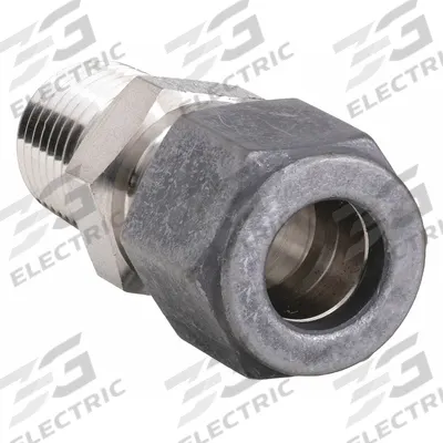 PARKER Compression Fitting Adapter: 3/8 in OD x 1/2 in Pipe Fitting Size - Single-Ferrule Stainless Steel Fittings