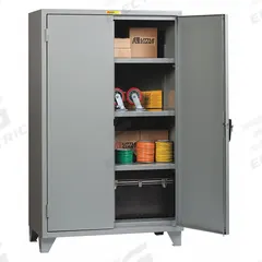 LITTLE GIANT Storage Cabinet: 60 in x 30 in x 78 in, Swing Handle & Keyed, 12 ga Panel Thick, Legs (MPN SSL3-A-3060). Key specifications — attr62698: Gray; attr62736: Welded; attr87895: Legs; attr62693: Assembled; attr62737: Stationary; attr62694: Adjustable; attr62695: Powder Coated; attr62696: Steel.
