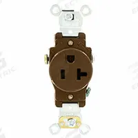 LEVITON Receptacle: Single, 5-20, Brown, 125V AC, 20 A, 2 Pole / 3 Wire (MPN 5351)