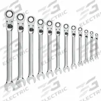 GEARWRENCH Combination Ratcheting Wrench Set: Alloy Steel, Full Polish Chrome, 12 Tools, Std, Metric (MPN 85698). Key specifications — attr309581: Full Polish Chrome; attr309580: Alloy Steel; attr309571: No; attr309583: No; attr309587: Yes; attr324931: GEARWRENCH.
