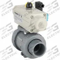HAYWARD FLOW CONTROL Pneumatically Actuated Two-Way Ball Valve: 1 1/2 in, CPVC, Air to Spring (MPN PSSTBH215STVA9). Key specifications — Brand: HAYWARD FLOW CONTROL; Connection Gender - Side 1: Female; Actuator Features: Position Indicator; Actuator Operation: Air to Spring; Actuator Series: PSS; Connection Gender - Side 2: Female; Connection Type - Side 1: True-Union Socket/True-Union NPT; Connection Type - Side 2: True-Union Socket/True-Union NPT.