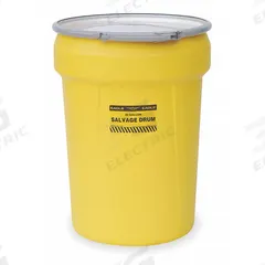 EAGLE Salvage Drum: HDPE, 30 gal, Lever Lock Ring, Unlined/No Interior Coating, Metal (MPN 1602). Key specifications — Drum Material: HDPE; Drum Head Type: Open Head; UN Rating Solids: 1H2/X120/S; UN Rating Liquids: 1H2/X120/S; Interior Lining: Unlined/No Interior Coating; Drum Message Text: None; Closing Ring Material: Metal; For Holding: Hazardous Materials.