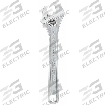 CHANNELLOCK Adjustable Wrench: Alloy Steel, Chrome, 12 in Overall Lg - General Purpose Adjustable Wrenches