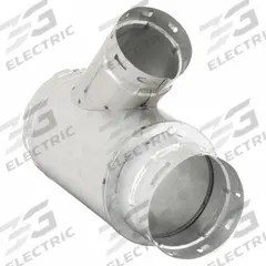 Reducer Wye: 5 in Duct, 12 in Lg, Steel, 5 1/2 in Inlet Dia, 4 1/2 in Outlet Dia, Category I (MPN 5FCY34). Key specifications — Finish: Zinc Coated; Brand: AMERI-VENT; Product Type: Reduction Wye; Material: Steel; Connection Type: Snap Lock; Vent Material: Zinc Coated Steel.