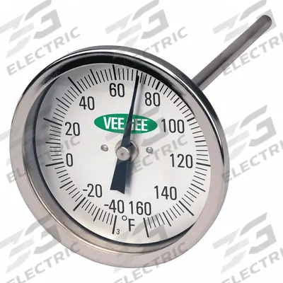 VEE GEE Soil Dial Thermometer: -40°F to 160°F, +/- 2°F, 12 in Stem Lg - Dial Thermometers for Soil
