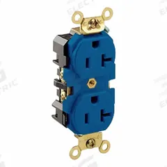 LEVITON Plugs and Receptacles: Duplex, 5-20, Blue, 125V AC, 20 A, 2 Pole / 3 Wire (MPN 5362-BU)