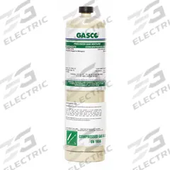 GASCO Calibration Gas: Nitrogen, Disposable, +/-5% Accuracy, CH2FCF3, Calibration Gas, CGA 600 (MPN X02NI99CP1700P8). Key specifications — For Use With: All OEM Gas Detectors; Background Gas: Nitrogen; Brand: GASCO; CGA Number: CGA 600; Gas Mixture: Refrigerant R-134A 1,500 ppm; Reusability: Disposable.