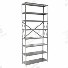 HALLOWELL Metal Shelving: Standalone, Medium-Duty, 36 in x 12 in, 84 in Overall Ht, 8 Shelves (MPN F5513-12HG). Key specifications — Frame Material: Steel; Shelving Material: Steel; Assembled: Unassembled; Color: Gray; Brand: HALLOWELL.