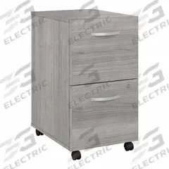 BUSH BUSINESS FURNITURE Desk Pedestal: Light Gray, 2 Drawers, 27 3/4 in Overall Ht, Laminate/Wood (MPN SDF116PGSU-Z). Key specifications — attr988670: Brushed Nickel; attr988694: Laminate; attr988716: Hanging File Cabinet; attr988652: BUSH BUSINESS FURNITURE; attr988656: Light Gray.