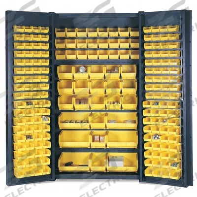 VALLEY CRAFT Bin and Shelf Cabinet: 48 in x 24 in 84 in, 0 Shelves, 163 Bins, Yellow - Standard Bin Cabinets