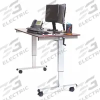 LUXOR Standing Desk: Dark Walnut, Melamine, 59 in Overall Wd, 29 1/2 in Overall Dp, Steel, Silver (MPN STANDUP-CF60-DW). Key specifications — Frame Color: Silver; Frame Material: Steel; Brand: LUXOR; Desktop Color: Dark Walnut; Desktop Material: Melamine.