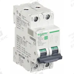 SCHNEIDER IEC Supplementary Protector: 6 A Amps, 500V DC, 5kA at 250V DC, Screw Clamp, C60H-DC, B (MPN M9U11206). Key specifications — Terminal Connection: Screw Clamp; AC Voltage Rating: Not Rated; Curve Type: B; DC Voltage Rating: 500V DC; Max. AIR Rating: 5kA at 250V DC; Series: C60H-DC; Brand: SCHNEIDER.