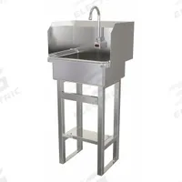 SANI-LAV Hands-Free Sink: 43 1/2 in Overall Ht, 17 in Bowl Lg, 7 in Bowl Dp, 2 gpm Flow Rate, Sensor (MPN 727A). Key specifications — Includes Side Splash: Side Splash Included; Power Source: AC Powered; Brand: SANI-LAV.