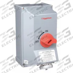 APPLETON ELECTRIC Mechanical Interlock: 208/240/480/600V AC, Three Phase, 30 A, 4 Pole, 3 Wire (MPN ASR3034F). Key specifications — Brand: APPLETON ELECTRIC; Fuse Type: Class J; Reverse Service: Yes; Voltage Rating: 208/240/480/600V AC.