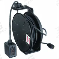 KH INDUSTRIES Extension Cord Reel: Constant Tension or Ratchet Lock, 50 ft Cord Lg, 12 AWG, SJOW (MPN RTBB3LB-1GB520-J12K). Key specifications — Retractable Cord Ending NEMA Configuration: 5-20R; Feeder Cord Ending NEMA Configuration: 5-20P; Brand: KH INDUSTRIES.