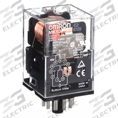 OMRON General Purpose Relay: Socket Mounted, 10 A Current Rating, 120V AC, 3PDT - Socket-Mounted Relays