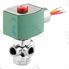 ASCO Solenoid Valve: 3-Way, Normally Closed, 1/8 in Pipe Size, 24V AC, Watertight, Direct Mount (MPN 8320G224 24/60VAC). Key specifications — Pipe Size: 1/8 in; Voltage: 24V AC; Brand: ASCO; Coil Enclosure: Watertight.