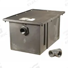 ZURN Grease Interceptor: 14 lb Capacity, 7 gpm Flow Rate, 14 1/2 in Overall Wd, 20 in Overall Lg (MPN GT2702-07). Key specifications — Material: Plastic; Includes: Mounting Hardware; Brand: ZURN.