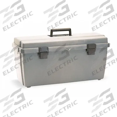 FLAMBEAU Tool Box: 20 1/4 in W 8 7/8 in D 8 7/8 in H, Plastic, Gray, Hinged Lid - Plastic Tool Boxes