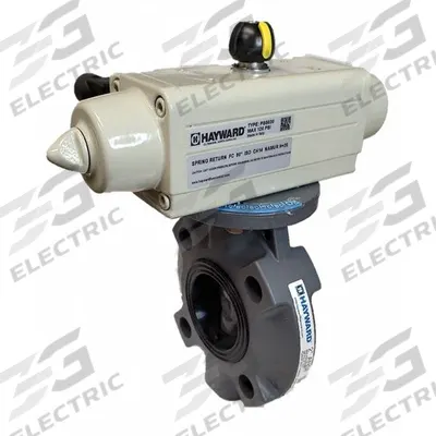HAYWARD FLOW CONTROL Pneumatically Actuated Two-Way Ball Valve: 1/2 in, PVC - PVC Pneumatically-Actuated Ball Valves