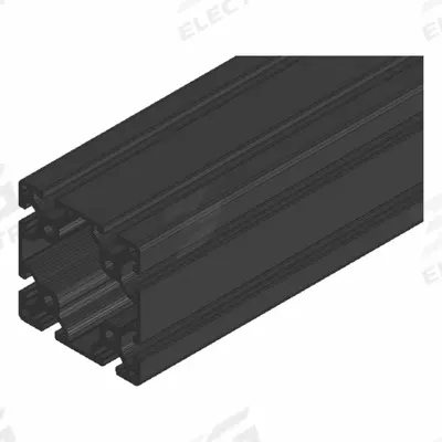 FAZTEK T-Slot Framing Extrusion: 15 Series, 12 ft Lg, 3 in x 3 in, Black, Quad - Square Grooved Inch Profiles