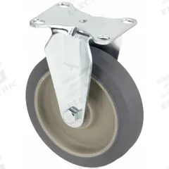 APPROVED VENDOR Plate Caster: Rigid, No Brake, Rubber, 5 in Wheel Dia., 1 1/4 in Wheel Wd, Slot (MPN P12R-PRP050B-12). Key specifications — Brand: APPROVED VENDOR; Wheel/Tread Color: Gray; Roll Up: Rigid.