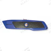WESTWARD Safety Knife: 6 in Overall Lg, Textured, 2 in Overall Wd, Metal, Black/Blue, Tools Needed (MPN 1YJD2). Key specifications — attr307884: Tools Needed; attr307885: Steel Standard Tip; attr307882: Black; attr307878: Textured; attr307881: Metal; attr324892: WESTWARD.
